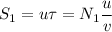 \displaystyle&#10;S_1 = u\tau = N_1\frac{u}{v}