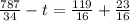 \frac{787}{34}-t= \frac{119}{16}+ \frac{23}{16} &#10;