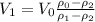 V_1=V_0 \frac{\rho_0-\rho_2}{\rho_1-\rho_2}