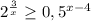 2^{ \frac{3}{x} } \geq 0,5 ^{x-4}