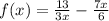 f(x)= \frac{13}{3x} - \frac{7x}{6}