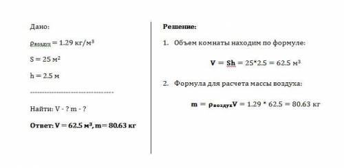 Измерьте объём комнаты в вашей квартире и вычислите массу вес воздуха в ней, считая, что его плотнос