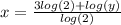 x= \frac{3 log(2)+log(y)}{log(2)}