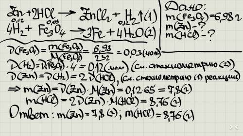 Сколько надо взять раствора хлоридной кислоты и цинка ,чтобы получить водород,необходимый для восста