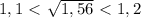 1,1\ \textless \ \sqrt{1,56}\ \textless \ 1,2