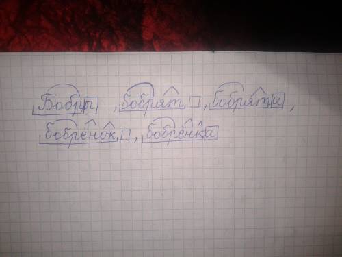 Разбор по составу слова: бобры,бобрят,бобрята,бобренок,бобренка