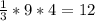 \frac{1}{3} *9*4=12