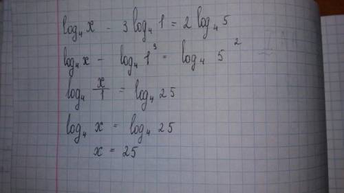 Решите уравнения loq4 x-3loq4 1=2loq4 5 итоговаяя