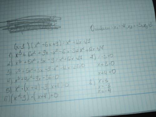 Решите уравнение. (х-1)(х^2+6x+9)=x^2+12x+27 заранее !