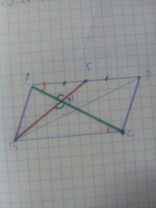 Точка e середина стороны ad параллелограмма abcd. в каком отношении прямая be делит диагональ ac пар