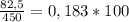 \frac{82,5}{450} = 0,183*100