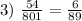 3)\ \frac{54}{801}=\frac{6}{89}