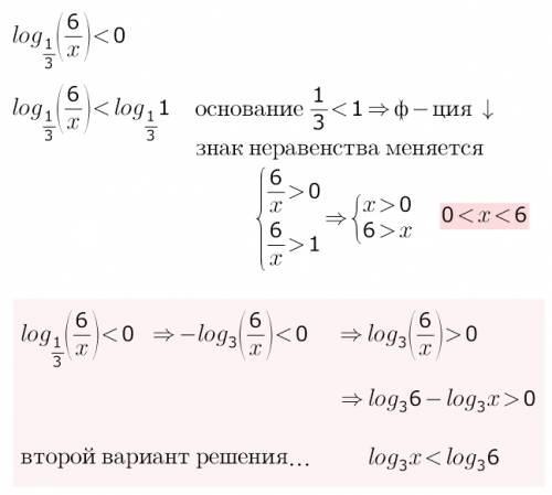 Мои вопросы вообще видно-нет? ? 0.0 логарифм 6/х по основанию 1/3 < 0