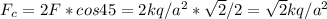 F_c=2F*cos45=2kq/a^{2}* \sqrt{2}/2= \sqrt{2} kq/a^{2}