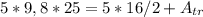 5*9,8*25=5*16/2+A_{tr}