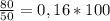 \frac{80}{50} = 0,16*100