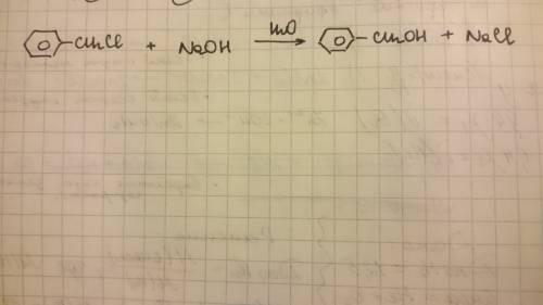 Взаимодействие хлор толуола с водным раствором щелочи.