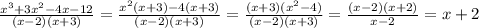 \frac{x^3+3x^2-4x-12}{(x-2)(x+3)}=\frac{x^2(x+3)-4(x+3)}{(x-2)(x+3)}=\frac{(x+3)(x^2-4)}{(x-2)(x+3)}=\frac{(x-2)(x+2)}{x-2}=x+2