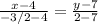 \frac{x-4}{-3/2-4} = \frac{y-7}{2-7}