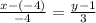 \frac{x-(-4)}{-4} = \frac{y-1}{3}