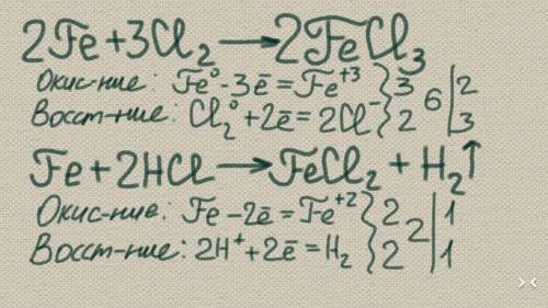 При взаимодействии железа с хлором образуется хлорид железа (3),а при реакции железа с соляной кисло