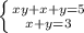 \left \{ {{xy+x+y=5} \atop {x+y=3}} \right.