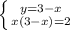 \left \{ {{y=3-x} \atop {x(3-x)=2}} \right.