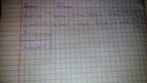 Сколько граммов гидроксида натрия необходимо взять для приготовления 3 л раствора с массовой долей n