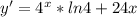 y'=4^x*ln 4+24x