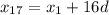 x_{17}=x_1+16d