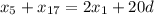 x_5+x_{17}=2x_1+20d