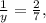 \frac{1}{y} = \frac{2}{7},