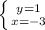 \left \{ {{y=1} \atop {x = -3}} \right.