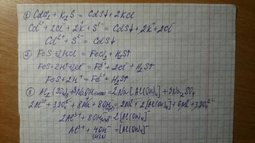 Написать в ионно-молекулярной форме уравнения реакций хлорид кадмия + сульфид калия сульфид железа (