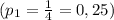 (p_1= \frac{1}{4}=0,25)