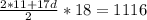 \frac{2*11+17d}{2} *18=1116