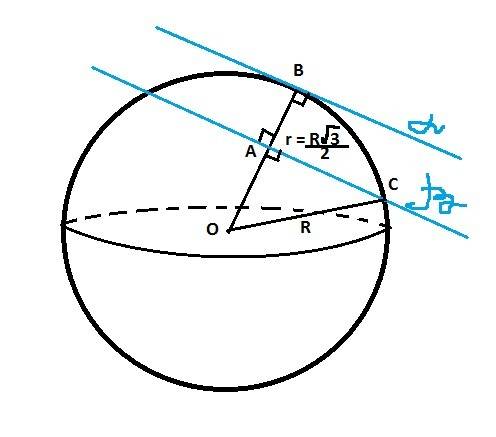 Радиус сферы равен r.на каком расстоянии от касательной плоскости нужно провести параллельную ей сек