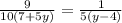 \frac{9}{10(7+5y)} = \frac{1}{5(y-4)}