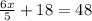 \frac{6x}{5} +18=48