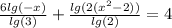 \frac{6lg(-x)}{lg(3)} + \frac{lg(2(x^2-2))}{lg(2)} =4