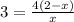 3= \frac{4(2-x)}{x}