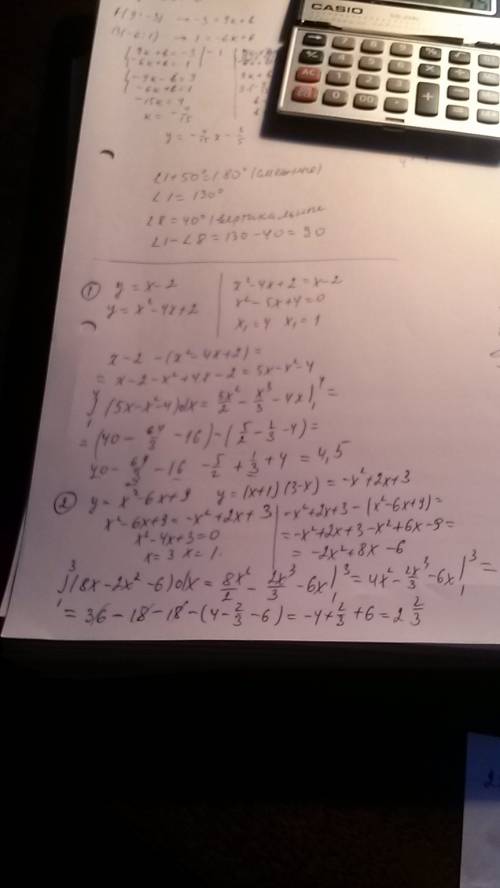 Интегралы. первообразная. 1.найдите площадь фигуры y=x-2 y=x^2-4x+2 2.найдите площадь фигуры y=x^2-6