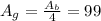 A_g= \frac{A_b}{4} =99