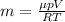 m= \frac{\mu pV}{RT}