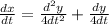 \frac{dx}{dt} = \frac{d^2y}{4dt^2} + \frac{dy}{4dt}