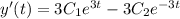 y'(t)=3C_1e^{3t }-3C_2e^{-3t }