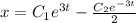 x=C_1e^{3t}- \frac{C_2e^{-3t}}{2}