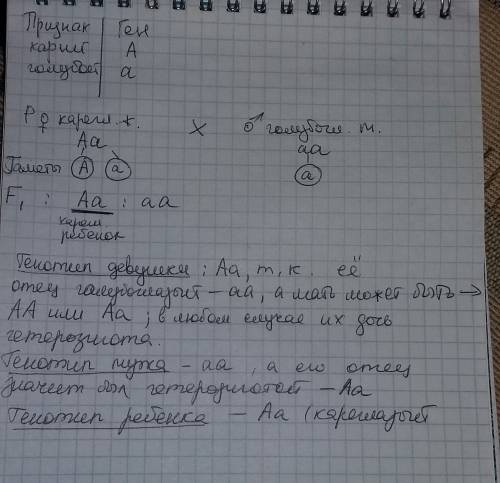 :у человека карый цвет глаз доминирующий над голубым. кароглазая женщина, в отца которой были голубы