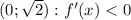 (0;\sqrt{2}): f'(x)