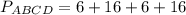 P_{ABCD} =6+16+6+16